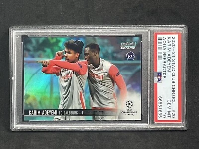 2020/21 Topps Stadium Club Karim Adeyemi /199 Rookie Aqua Refractor PSA 10 - Image 1 of 2