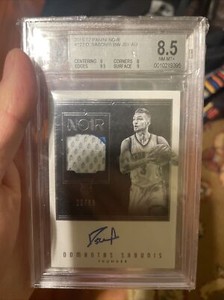 2016-17 Panini Noir Domantas Sabonis B&W Autograph Rookie Patch Auto RC 26/99