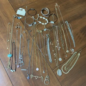 Fashion Jewelry Lot 24 Necklaces 7 Bracelets 4 Earring Sets Women Aeropostale - Picture 1 of 15