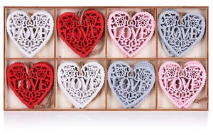 BRUBAKER 24-Pcs. Decoration Pendant Love Set - Wooden Hearts - - Picture 1 of 10