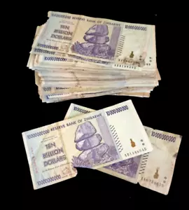 250 pcs x Zimbabwe 10 Billion Dollar banknotes-2008/DAMAGED-POOR CONDITION - Picture 1 of 4