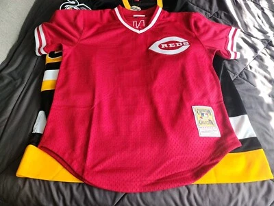AUTHENTIC MITCHELL & NESS 1983 Johnny BENCH Cincinnati REDS BP Jersey 40 Medium  - Image 1 of 4