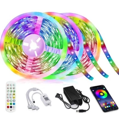 LED Strip Lights 15m RGB 5050 Color Changing Tape Cabinet Kitchen TV Lighting - Image 1 of 4