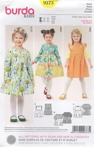 Burda Sewing Pattern 9373 EASY Dress Pinafore Gathered for Girls 18 m - 6 yr NEW - Picture 1 of 14