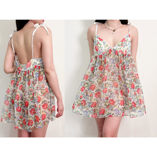 UNDERCOVER Mini Abito Slip Vintage Victoria’s Secret Trasparente Floreale Lingerie Babydoll Taglia S