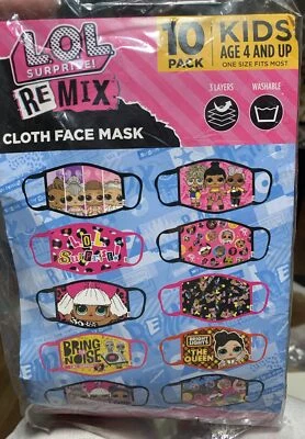 NEW OFFICIAL LICENSED KIDS LOL SURPRISE PROTECTIVE MASK 10 PACK HARD TO FIND - Image 1 of 3