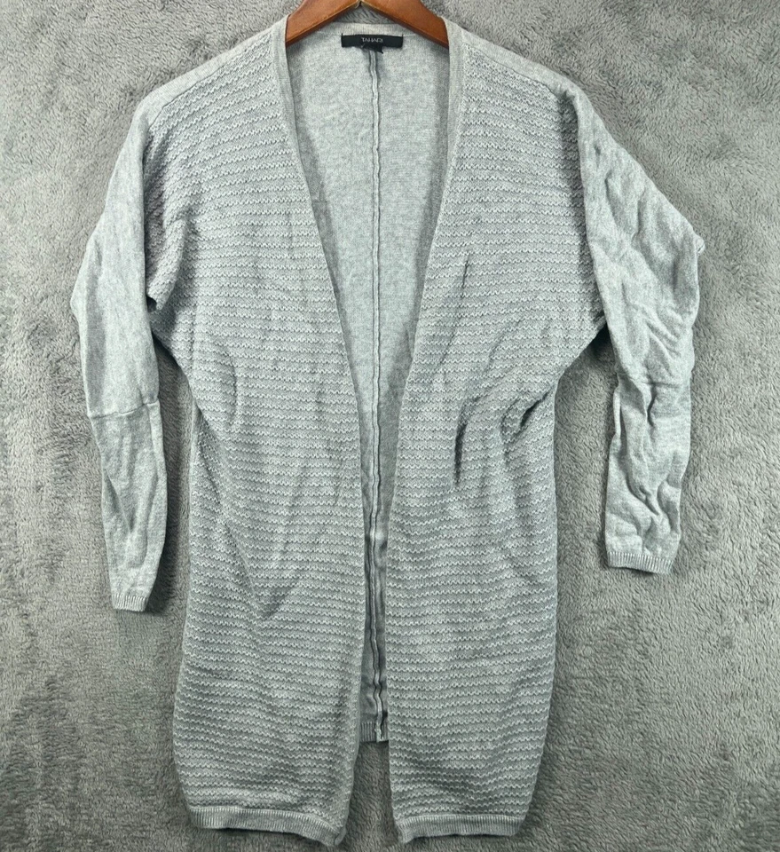 Cárdigan TAHARI XS para mujer gris mezcla de cachemir plumero suéteres Dolman manga larga Foto 1 de 4
