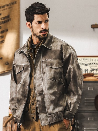 VETEMENTS Giacca da lavoro retrò americana uomo primavera trendy biker cappotto da lavoro casual jacket