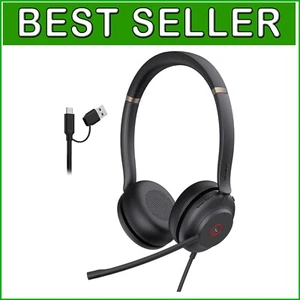 Ergonomic On-Ear USB Headset with Dual Microphones for Business Communication - Picture 1 of 8