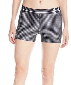 NWT Women's Under Armour HeatGear Black Printed Stars Shorty Shorts - Picture 1 of 9