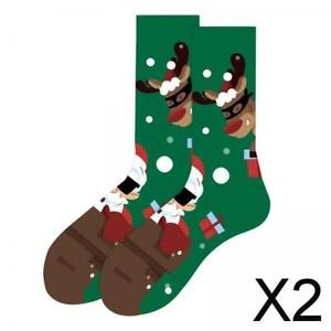 2X Cute Christmas Socks Long Sock Cotton Socks Women Winter Xmas Tree