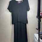 Amanda Smith Womens Black Stretch Solid Tank Dress With Over Shirt Sz Petite 6