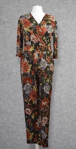 Kim & Co 3/4 Sleeve Foil Regular Jumpsuit Floral Thyme Multi Size M - Picture 1 of 10