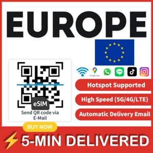 [eSIM] EUROPE esim e sim carte voyage sim carte esim données illimitées UE 🙂 - Photo 1 sur 9