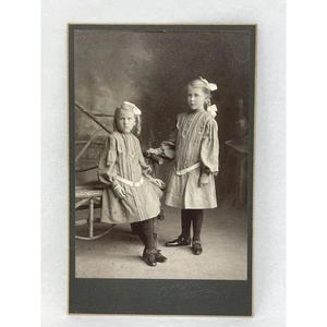 1800s FW Sander Monee IL abiti abbinati sorelle nero biancofotografia d'epoca - Foto 1 di 7