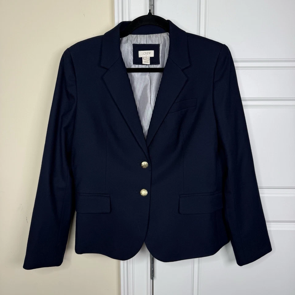 J. Crew Schoolboy Blazer Wool 12 Petite Navy Preppy Academia Office Gold Button - Image 1 of 4