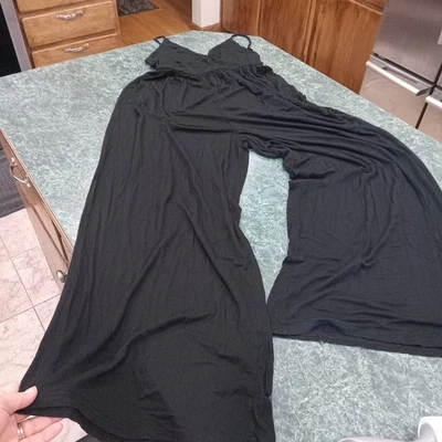 Mono Mostaza Semilla Negro Tirantes Pierna Súper Ancha Talla M Verano Fluido Playa Foto 1 de 4