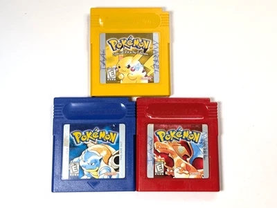 Pokemon Blue + Red + Yellow Game Boy authentic lot of 3 - Image 1 of 4