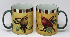 Set of 2 Lenox Winter Greetings Everyday Cardinal 12 oz. Coffee Mugs Cups - Picture 1 of 7