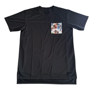 On The Byas Large Black Mesh Floral Pocket Short Sleeve Men's T-Shirt - Picture 1 of 7