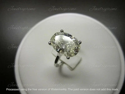 4ct Oval Cut Lab-Created Diamond Cocktail Solitaire Ring 14k White Gold Plated - Image 1 of 2