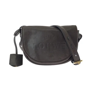 LOEWE Heritage logo Shoulder Bag Pochette Dark brown gold hardware leather - Picture 1 of 10