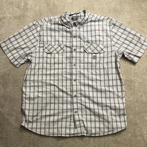 NEW Carhartt Force Relaxed Fit Short Sleeve Blue Plaid Shirt Size M - Picture 1 of 5
