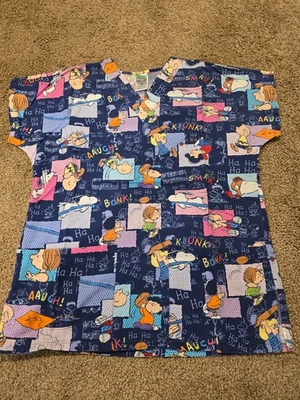 Women’s Peanuts Snoopy Medical Scrubs Shirt Top Size XS - Image 1 of 4