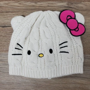 Hello Kitty Face Strickmütze Einheitsgröße rosa Schleife - Bild 1 von 6