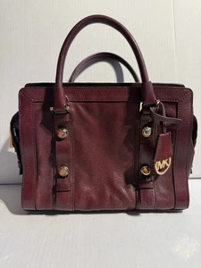 Michael Kors Collins Stud Medium Leather Satchel 30F5GCVS2L Merlot - EUC - Bild 1 von 17