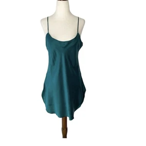 VINTAGE 90s Victoria's Secret 100% Silk Slip Dress Nightie Emerald Size Small - Bild 1 von 6