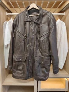 CANDA C&A 2XL BROWN COAT JACKET LEATHER CASUAL ZIP QUILT LINED VINTAGE MENS XXL - Picture 1 of 8