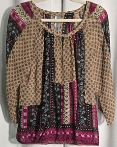 Top Camicia Boho Bohemien Trasparente Leggero Nuova Direzione Taglia Media - Foto 1 di 7