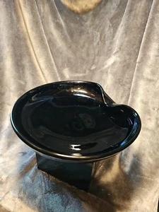 Tiffany! 11 Inch Onyx black Glass Tumb Print Bowl By Elsa Peretti For Tiffany - Picture 1 of 9