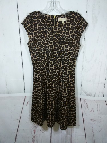 Abito Michael Kors donna taglia 4 leopardato stampa animalier cambio swing cappuccio manica