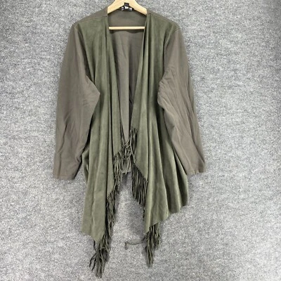 INC International Concepts Top Women 3X Plus Gray Open Front Fringe Long Sleeve - Image 1 of 4