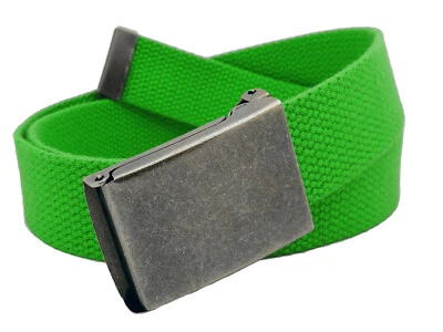 Build A Cinturón Para Hombre Antiguo Plateado Abatible 1.25" Hebilla Ancha con Cinturón Web Foto 1 de 4