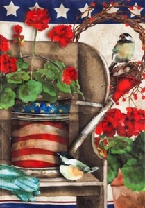 **OPEN FLAG** Patriotic Garden 13A3712 Evergreen SATIN HOUSE Flag 28" x 44" - Picture 1 of 1