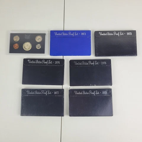 U.S. Mint Proof Set - 1969 1971 1973 1974 1976 1977 1978 -  Lot of 7 Sets Cover