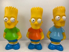 THE SIMPSONS Lot 3 Bart Street Kid Bank 1990 Blue Orange Green Vintage Plastic