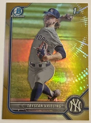 2022 Bowman Draft Chrome Trystan Vrieling Gold Refractor /50 Yankees - Image 1 of 2