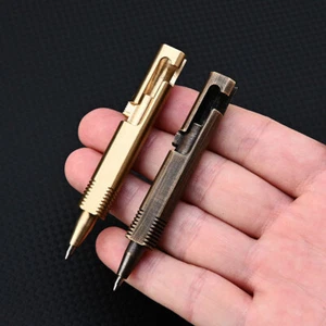 EDC Tool Mini Pocket Messing Kugelschreiber mit 2 Stück Minen Outdoor Camping - Bild 1 von 11