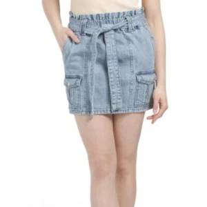 NWT BLANK NYC Denim Mini Cargo Skirt XL Belted Moon River Rinse 90s Festival Y2K - Picture 1 of 9