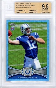 2012 Topps Chrome #1 Andrew Luck Blue Wave Refractor RC SP BGS 9.5 Gem Mint - Picture 1 of 2