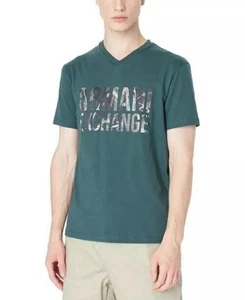 A|X ARMANI EXCHANGE Men's SZ S Camo Logo Graphic T-Shirt Jersey Green Gables - Picture 1 of 3