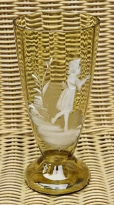 Biedermaier Glas, Schnee Malerei, Mundgeblasen - Bild 1 von 5