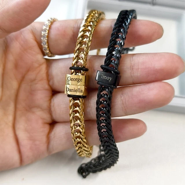 Custom Multiple Name Engraved Jewelry 1-5 Names Stainless Steel Men Women Silver - Image 1 of 4