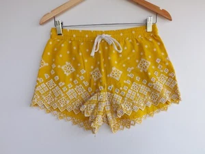 Seed Heritage Shorts 6 Womens Yellow White Embroidered Polka Dot Elastic Waist - Picture 1 of 7