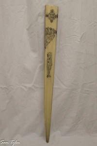 Art Schrimshawed Swordfish Bill {Compass Rose,Sailing Ship W/ Whale,Sperm Whale} - Picture 1 of 1