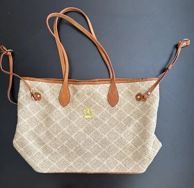Pratesi Firenze Blonde Woven Raffia and Tan  Leather Italian Tote Shoulder Bag  - Image 1 of 4